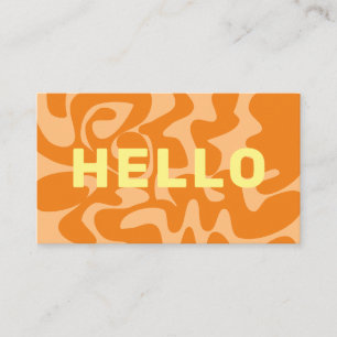 Fet Retro Pastel Lemon Gult Peach Orange Hej Visitkort