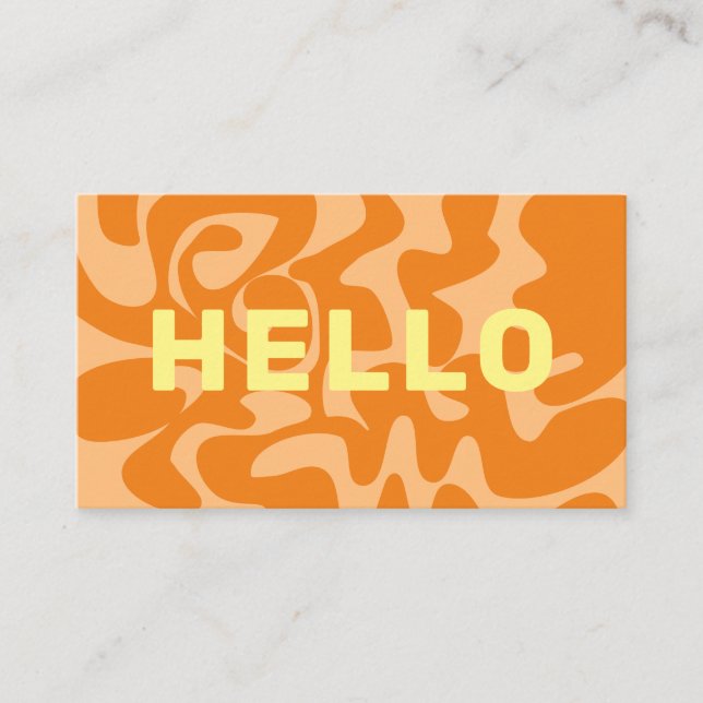 Fet Retro Pastel Lemon Gult Peach Orange Hej Visitkort (Framsida)