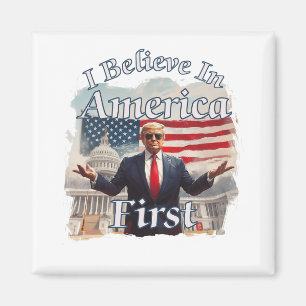Fet Retro Politisk slogan Amerika först D Magnet