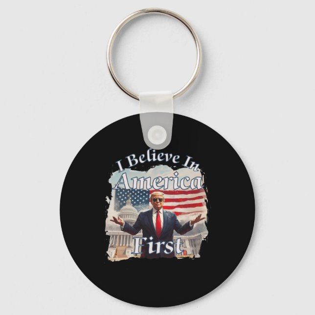Fet Retro Politisk slogan Amerika först D Nyckelring (Framsida)