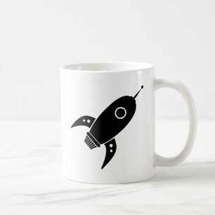 Fet Retro raketfraktsvart Kaffemugg