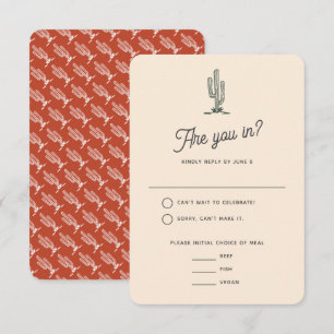 Fet Retro Red Saguaro Cacti Desert Bröllop OSA Kort
