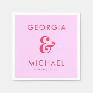 Fet Retro Rosa & Red Ampersand 75 Bröllop Pappersservett