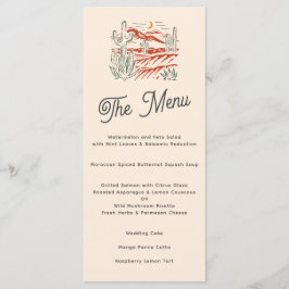 Fet Retro Saguaro Cactus Desert liggande Bröllop Meny