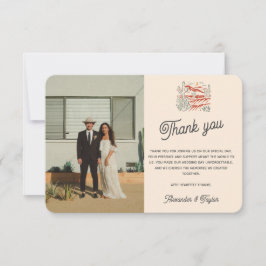 Fet Retro Saguaro Cactus Desert liggande Bröllop Tack Kort