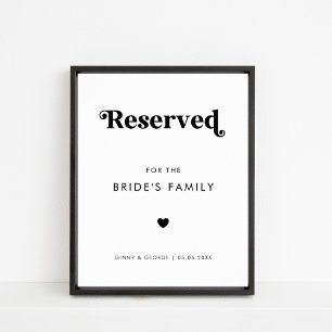 Fet Retro-skript Heart Bröllop reserverat för sign Poster