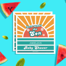 Fet Retro Sunburst Baby Shower Napkins for Boy