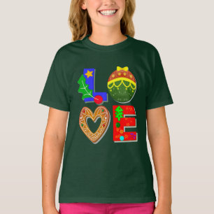 Fet Retro Typography, Kärlek Julafton och Cookies T Shirt