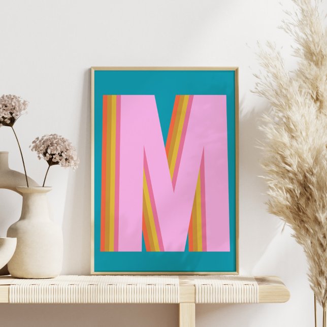 Fet retro Typography Monogram Brev i Blue Poster (Skapare uppladdad)