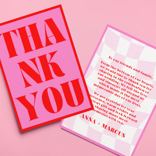 Fet Retro Typography Rosa Red Vibrant Tack Kort