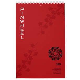 Fet röd Blommigt Kalender