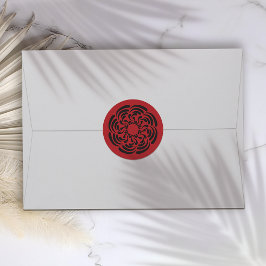 Fet röd Blommigt Runt Klistermärke