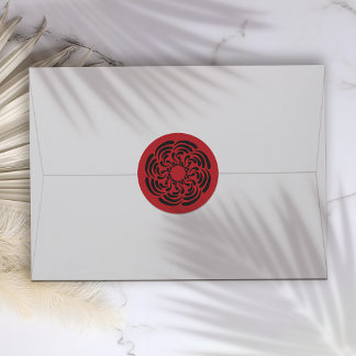 Fet röd Blommigt Runt Klistermärke