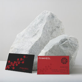 Fet röd Blommigt Visitkort