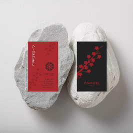 Fet röd Blommigt Visitkort