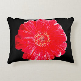 Fet Röd Gerbera Tusensköna Svart Accentkudde Prydnadskudde