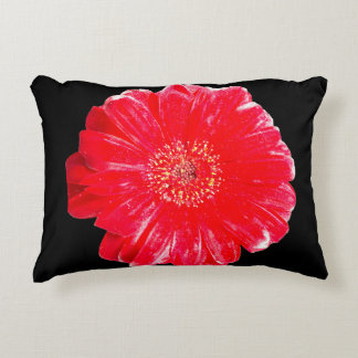 Fet Röd Gerbera Tusensköna Svart Accentkudde Prydnadskudde