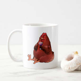 Fet röd höna med vin kaffemugg