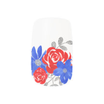 Fet röd och Blåa blommor