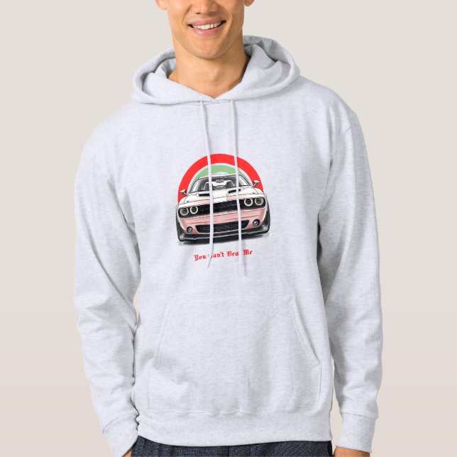 Fet röd och Grönt Dodge Challenger Illustration Hoodie (Framsida)