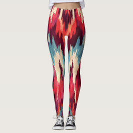 Fet röd och svart Ikat-design Leggings