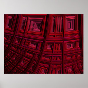 Fet röd rektangel Geometric Fractal Mönster Poster