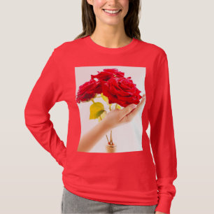 "Fet Röd ros på Red T-Shirt - Blommigt Påstående