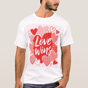 Fet röd Rosa "Kärlek är svaret" Grafik Tee