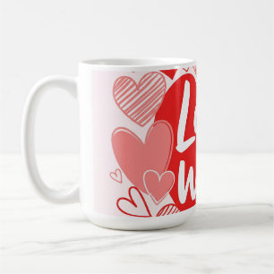 Fet röd Rosa "Kärlek är svaret" Grafik Tee Kaffemugg