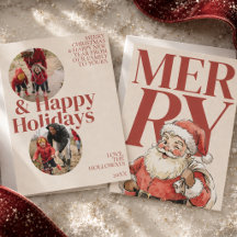Fet röd typografi Santa Foto Julkort