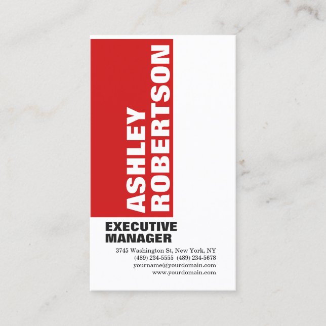Fet röd vit modern Professionell - minimalistisk Visitkort (Framsida)