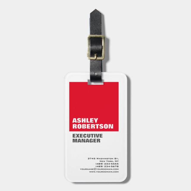 Fet röd vit Professionell, minimalistisk Bagagebricka (Vertikal Framsida)