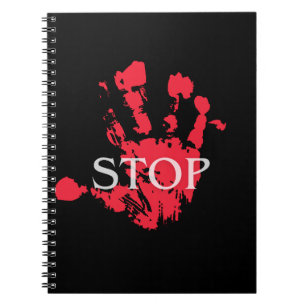 Fet Röda Handavtryck "STOPP" Varningsymbol – Activ Anteckningsbok