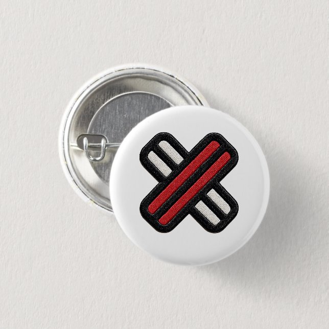 Fet Röda & Vita Bandage Pinback-knapp Knapp (Framsida & baksida)