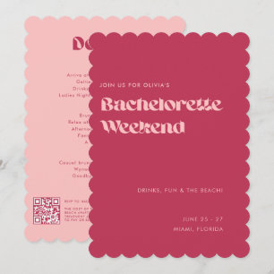 Fet Roligt Girly Rosa Magenta Bachelorette Helg Inbjudningar