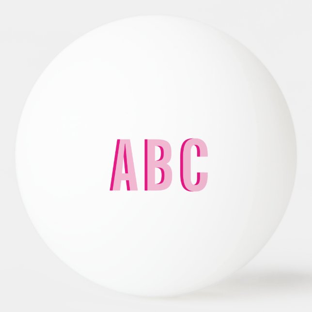 Fet rosa 3-bokstavsmonogram i staplade bokstäver pingisboll (Framsidan)