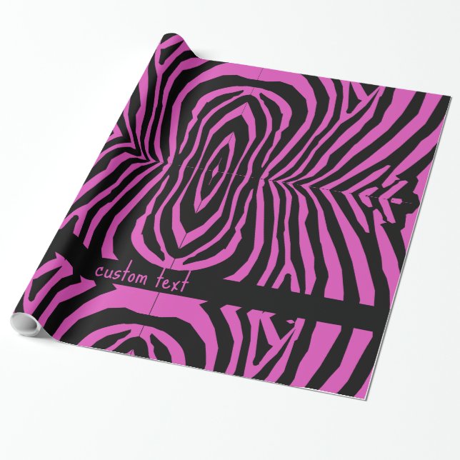 FET ROSA BLACK RETRO ANIMAL STRIPY MÖNSTER PRINT PRESENTPAPPER (Utrullad)