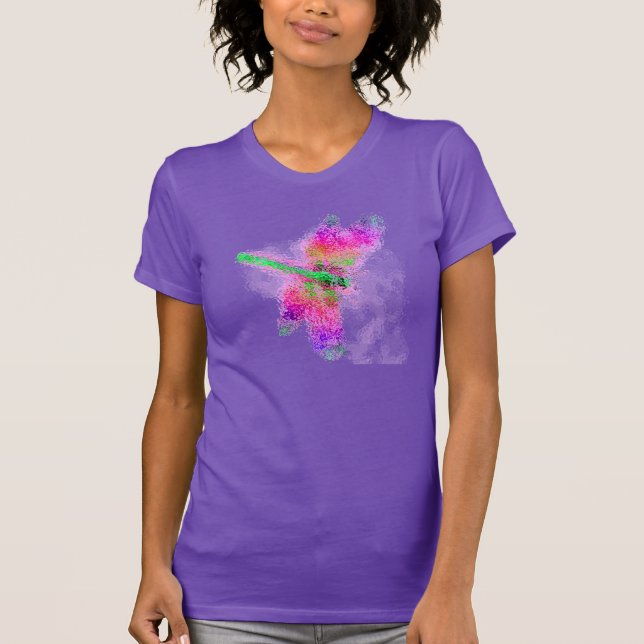 Fet Rosa Dragonfly Abstact Art T-shirt (Framsida)