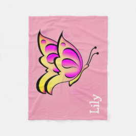 Fet rosa fjäril - personlig  fleecefilt