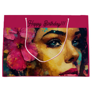 Fet Rosa Hibiscus och Abstrakten Woman Porträtt