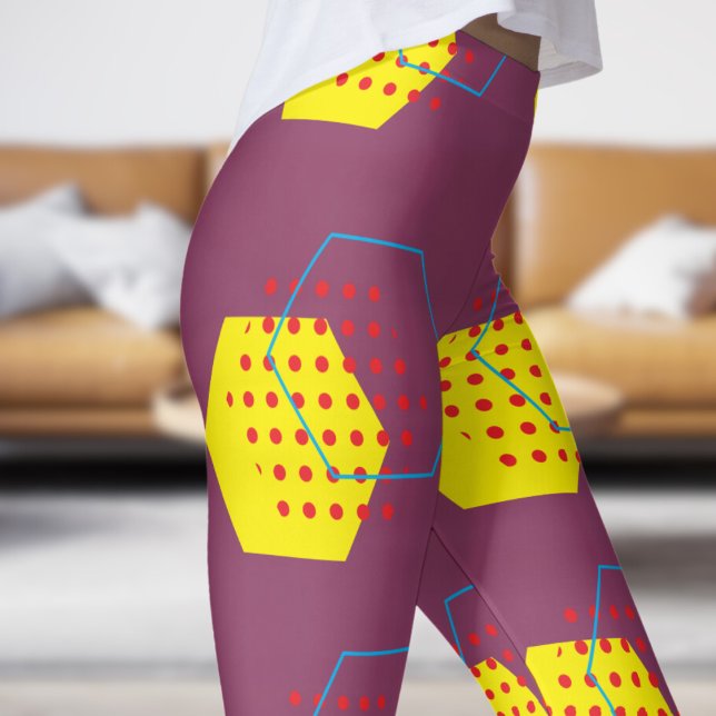 Fet Rosa Honung Harvest Mönster Leggings (Honey Harvest on Hot Pink )