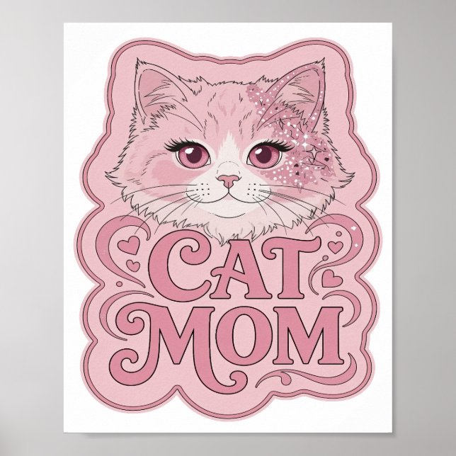 Fet Rosa KATTMAMMA Fet Design Poster (Framsidan)