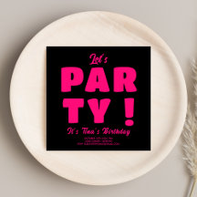 Fet Rosa Låt oss Party Typografi Vuxen Födelsedag