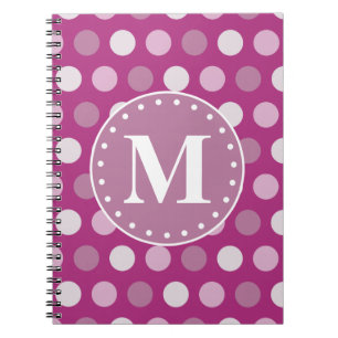 Fet Rosa Lila Polka dots Monogram Anteckningsbok