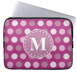 Fet Rosa Lila Polka dots Monogram Laptop Sleeve