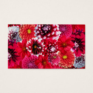 Fet Rosa Magenta Dahlia Flowers Blommigt Collage Visitkort