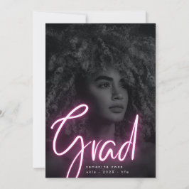 Fet Rosa Neon Grad Modern Photo Universiteten Meddelande