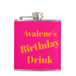 Fet Rosa och Bright Orange Födelsedagsfirande Fickplunta