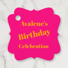 Fet Rosa och Bright Orange Födelsedagsfirande Gåvor Etiketter