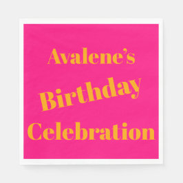 Fet Rosa och Bright Orange Födelsedagsfirande Pappersservett